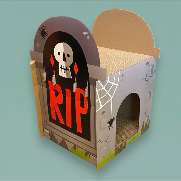 NEW Halloween Double Decker Tombstone Cat Scratcher & Hideout - Picture 3 of 14